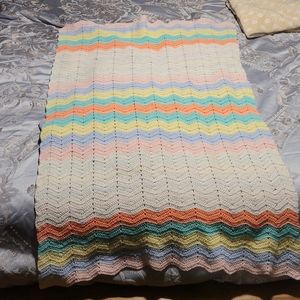 Handmade knit baby blanket unisex boy / girl